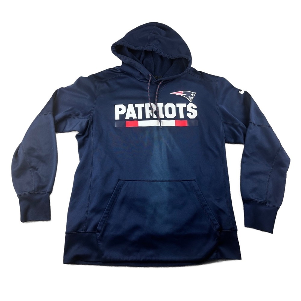 Nike x NFL Hoodie Men L Blue Pullover New England Patriots Game Day Workout